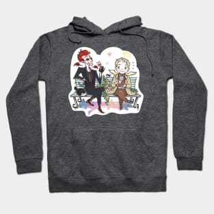 Crowley and Aziraphale sitting on a bench Hoodie
